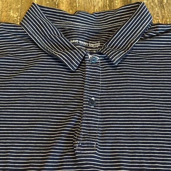 Save Khaki United Striped Polo Golf Shirt Black/Navy Men’s Size M - Picture 2 of 7